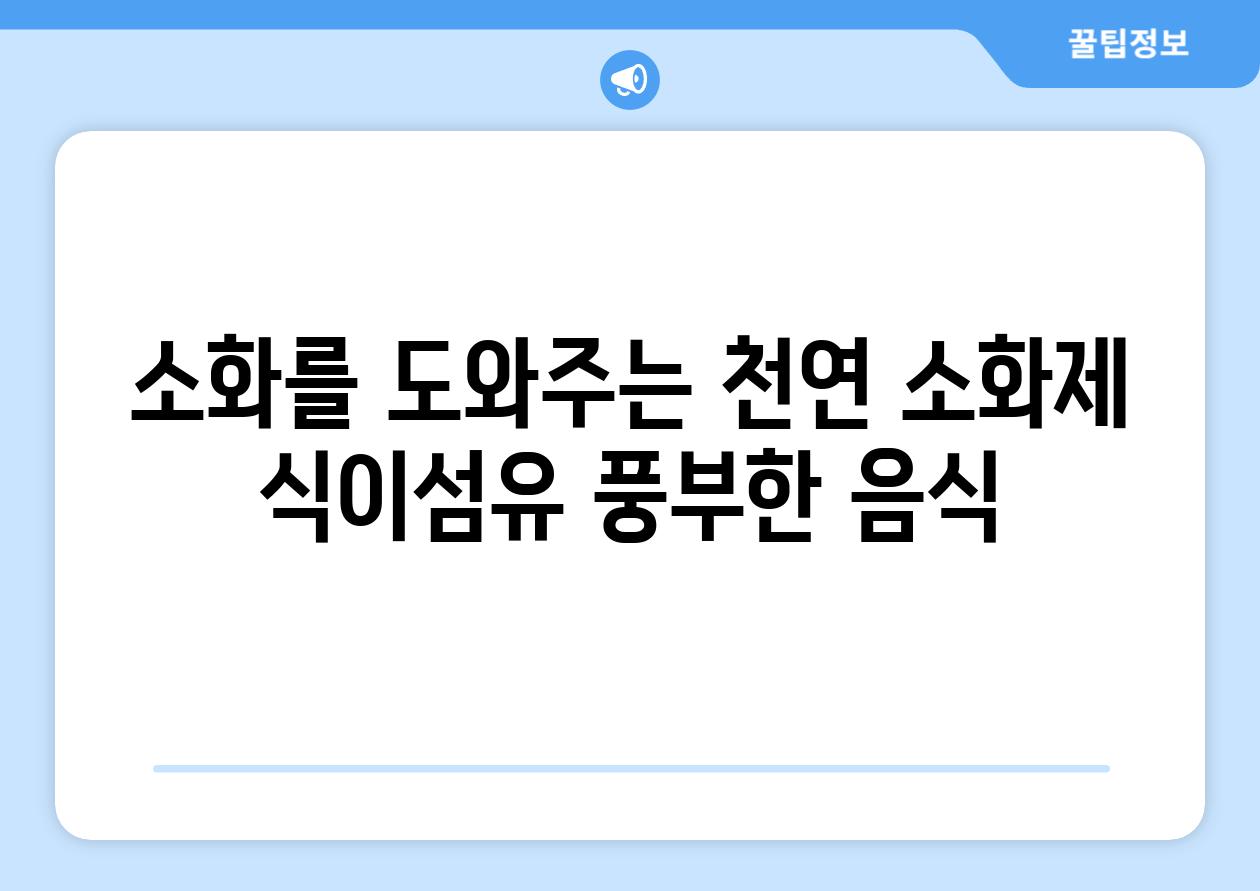 소화를 도와주는 천연 소화제 식이섬유 풍부한 음식