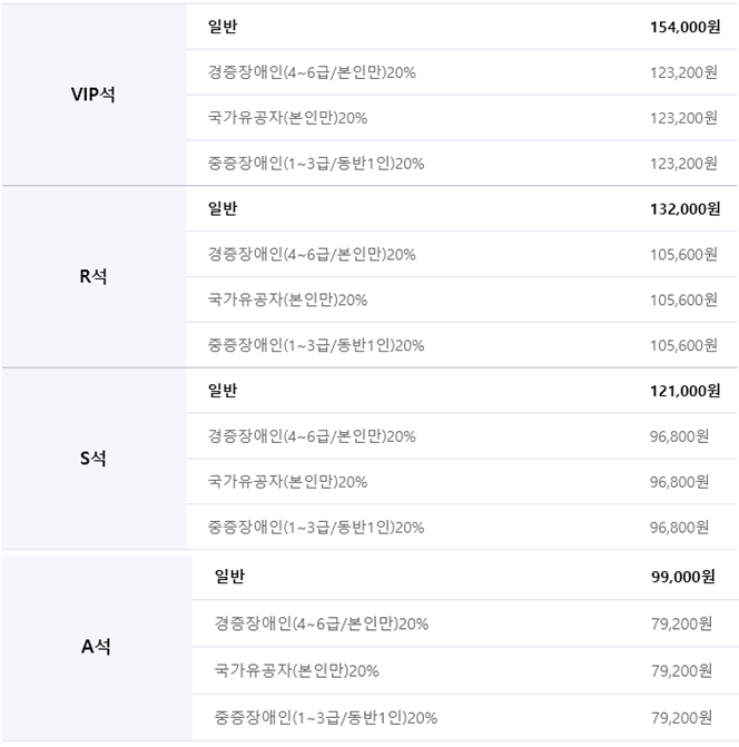2024 송가인 전국투어 콘서트 티켓 가격