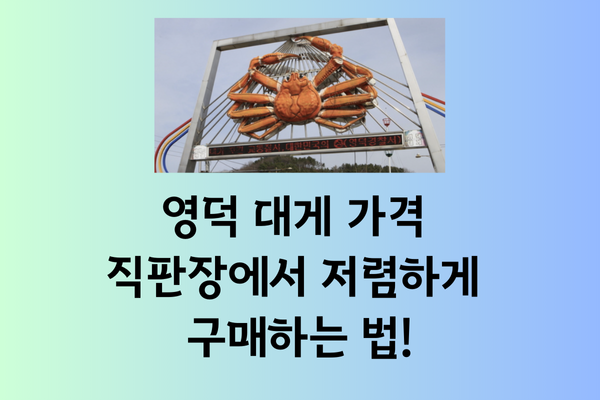 영덕 대게 가격, 직판장에서 저렴하게 구매하는 법!