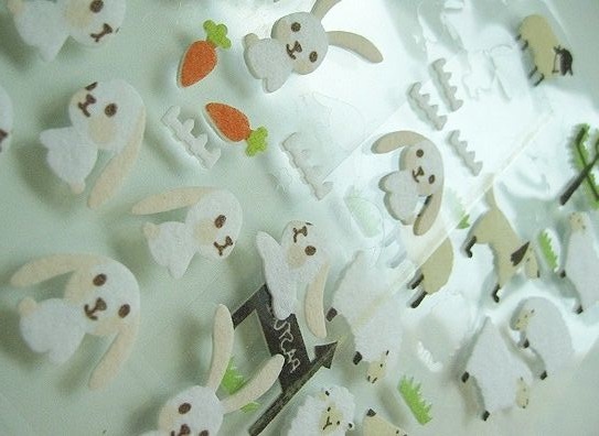 토끼, 당근, 강아지, 양 등 귀여운 문양의 펠트 스티커 