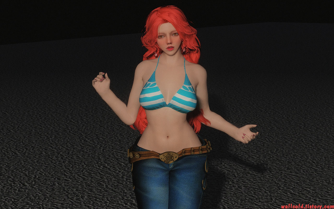 스카이림 의상 - 캐쥬얼 의상 one piece nami&#39;s dress skyrim mod 003