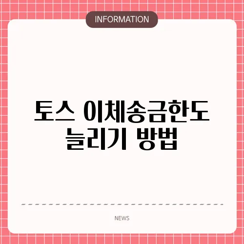 토스 이체송금한도 늘리기 방법