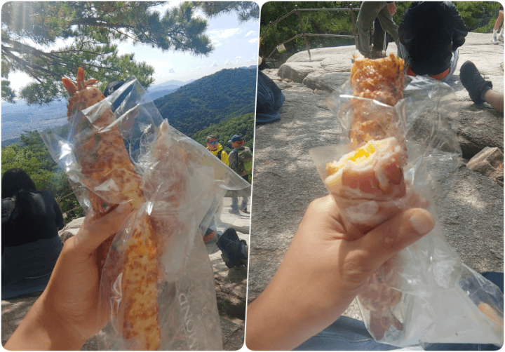 도봉산 등산 중 마당바위에서 롱소세지&#44; 베이컨말이 개봉!
