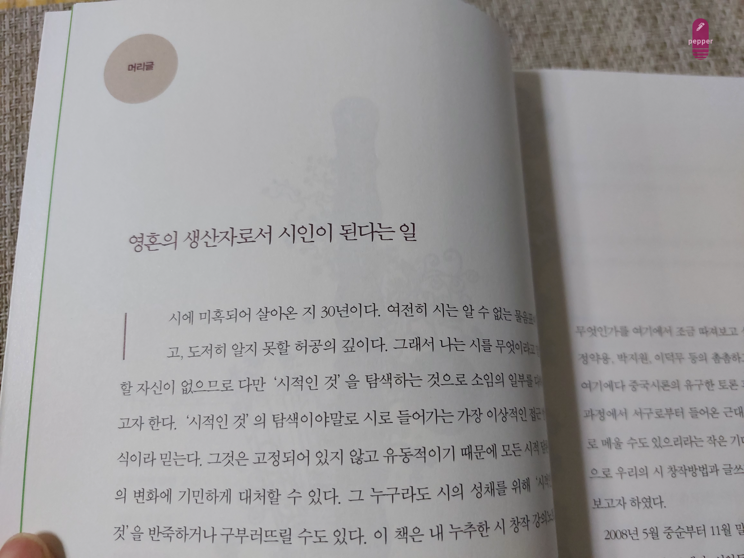 영혼의 생산자로서 시인(글쓰는 사람)이 된다는 일