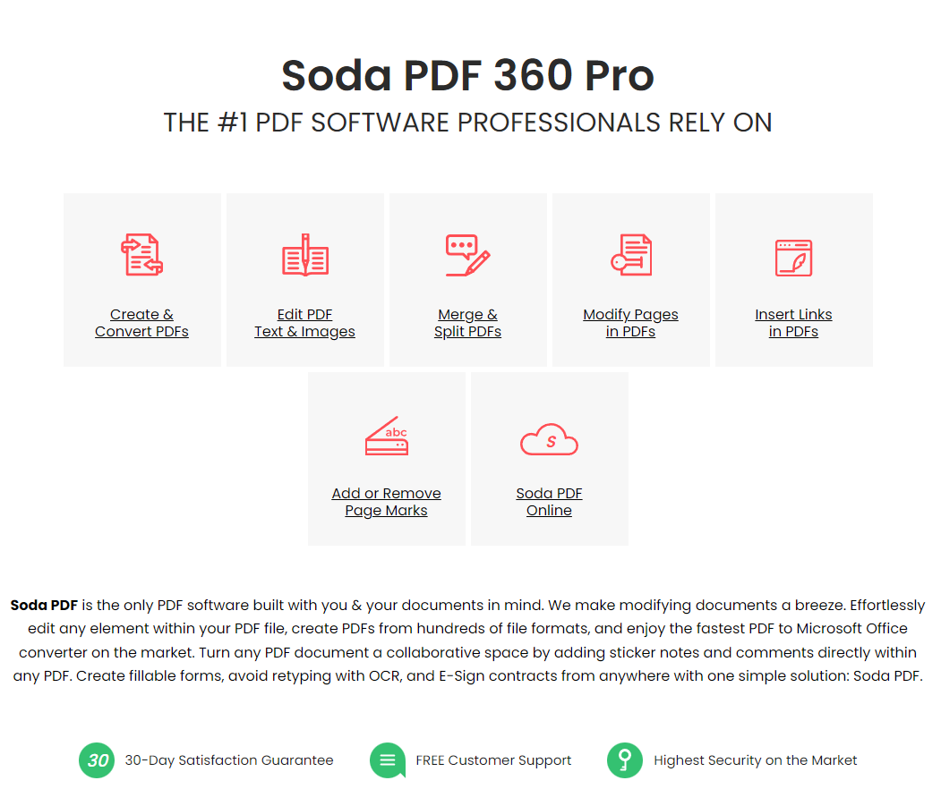 다양한 PDF 편집 기능을 제공하는 Soda PDF- PDF 압축 사이트