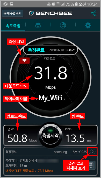  벤치비로 와이파이, LTE, 5G 속도 측정하기