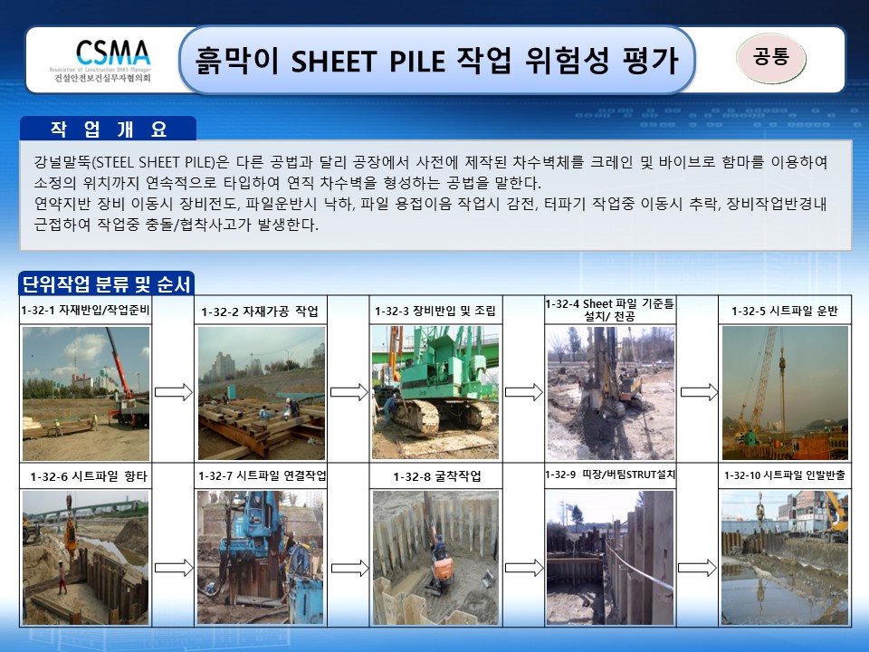  [건설공사 안전비법]_흙막이 Sheet Pile 작업 위험성평가표
