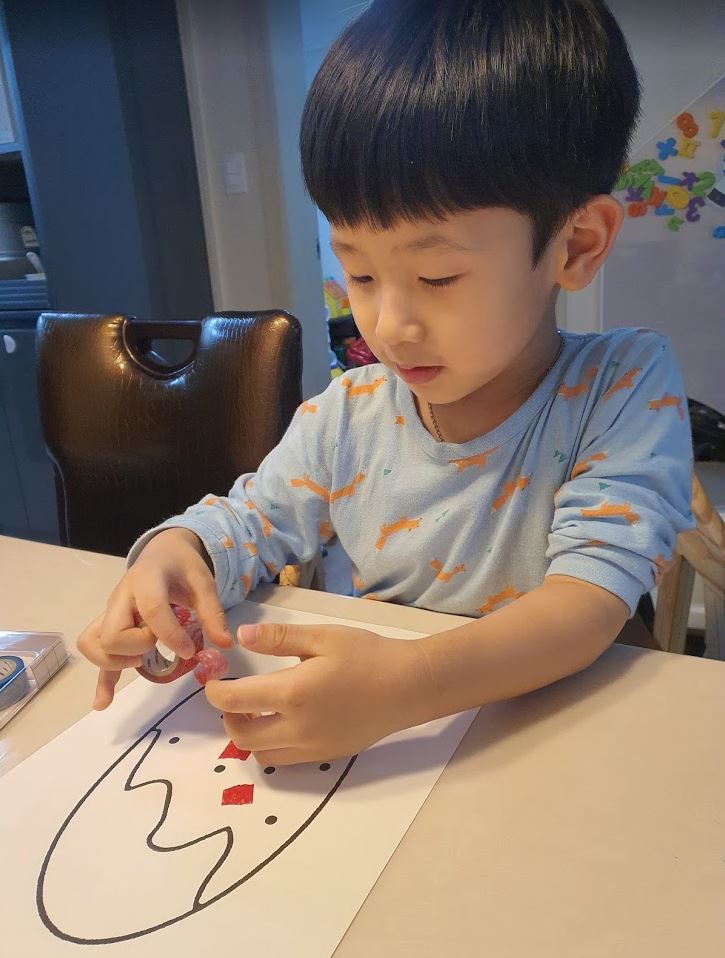  5살 아이 집콕놀이 마스킹테이프  모자이크