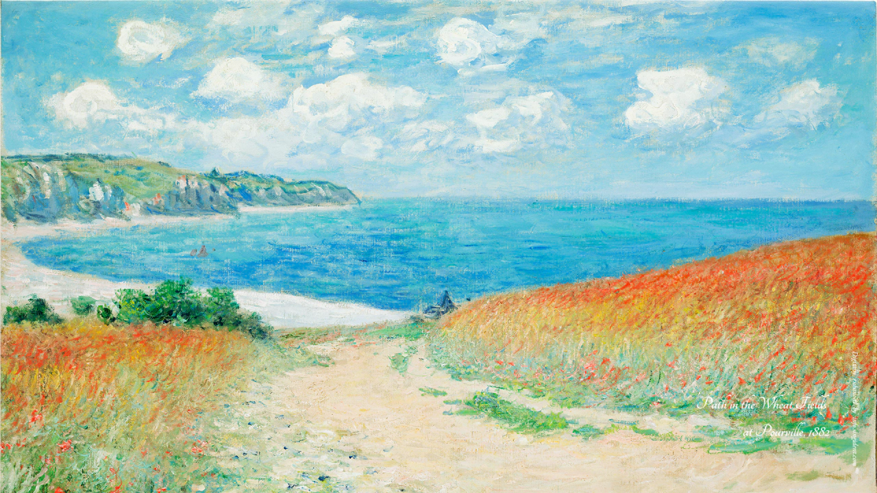 03 푸르빌의 밀밭 길 C - Claude Monet 명화배경화면