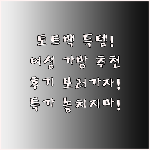 여성 토트백 쇼핑 가이드 놓치면 후회