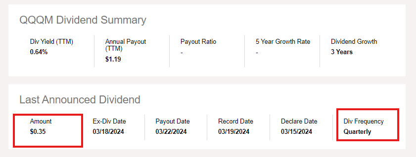 Last Announced Dividend 확인
