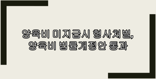  양육비 미지급시 형사처벌, 양육비 법률개정안 통과