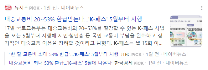 &#39;K패스&#39; 뉴시스 뉴스기사