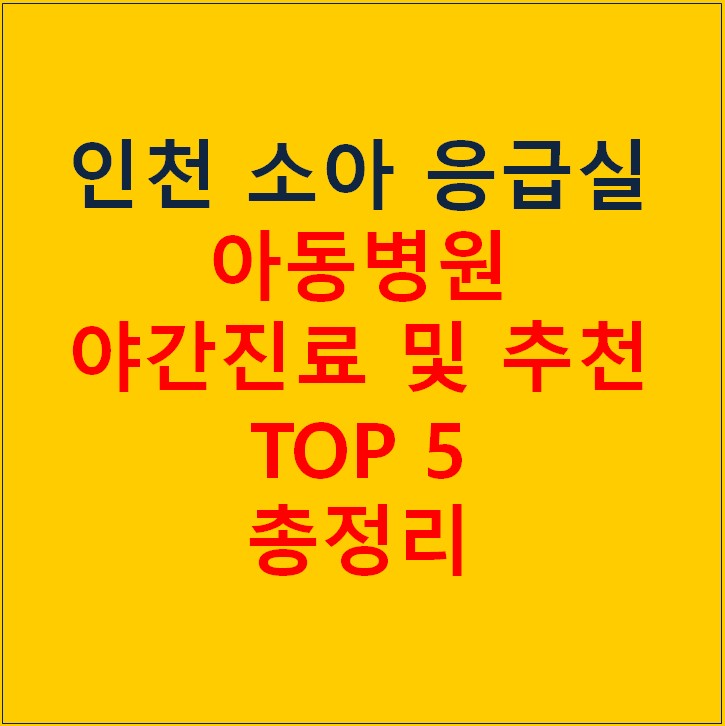 인천 소아 응급실 아동병원 (야간진료 포함) 추천 Top 5 정리