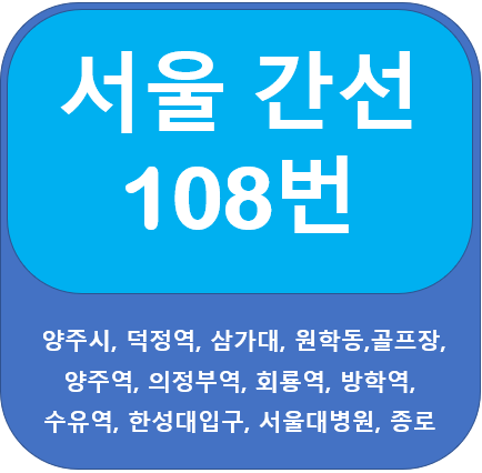  서울 108번 간선 버스 노선정보, 양주시, 의정부역, 서울대학교병원