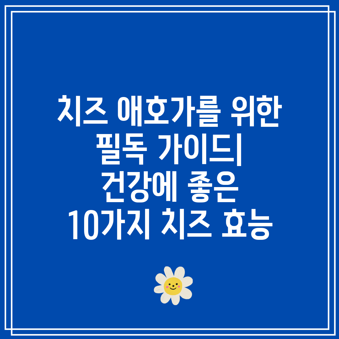 치즈 애호가를 위한 필독 가이드 건강에 좋은 10가지 