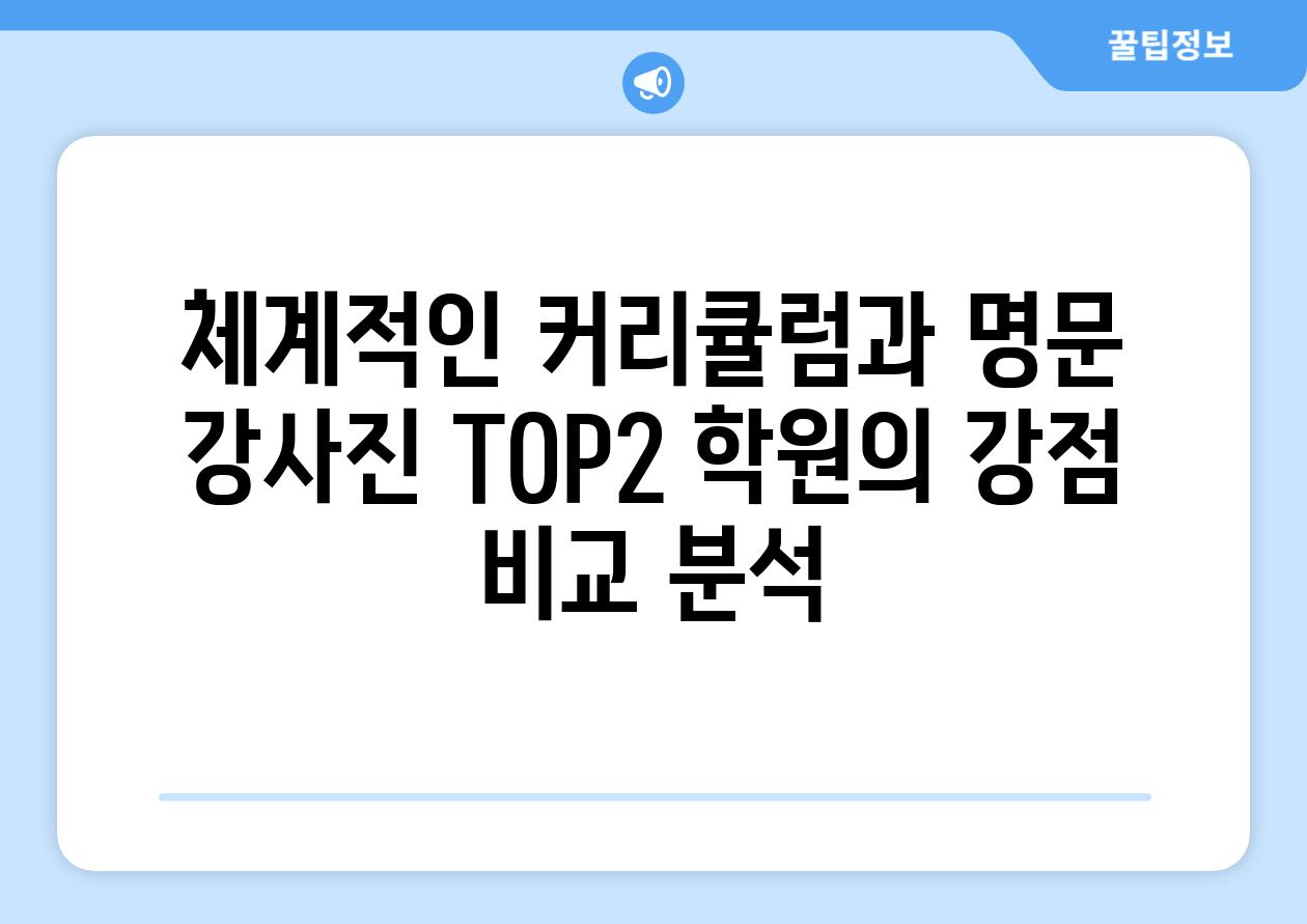 체계적인 커리큘럼과 명문 강사진 TOP2 학원의 강점 비교 분석