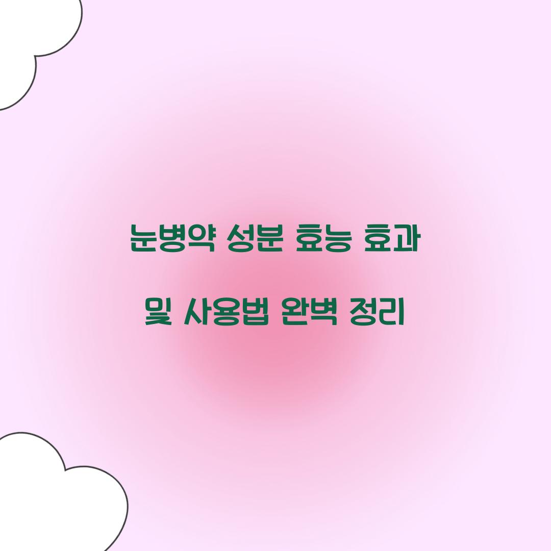 눈병약 성분 효능
