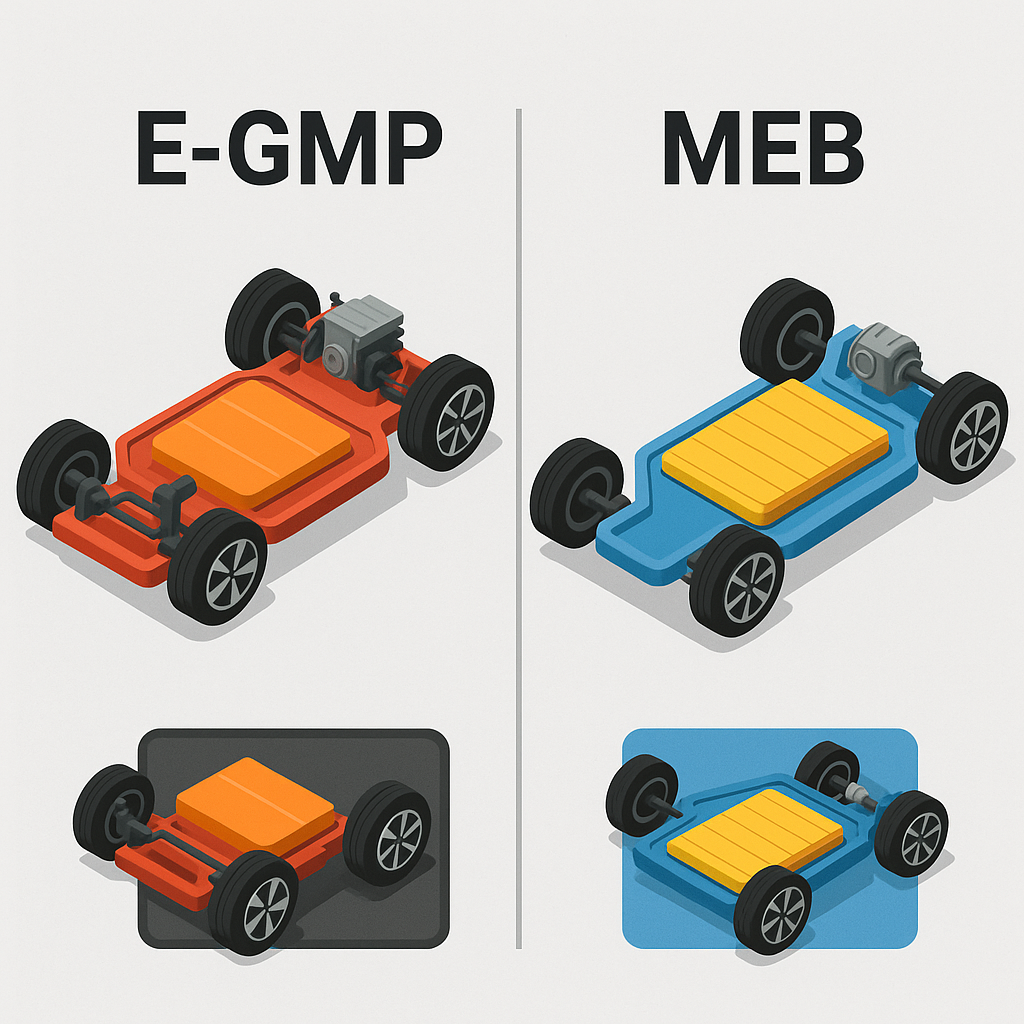 전기차 전용 플랫폼 전격 비교: E-GMP vs MEB, 차이를 아시나요?