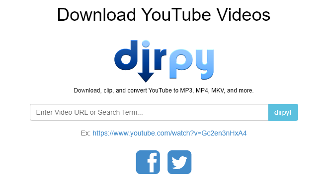Dirpy 음악 무료 다운로드 사이트 메인화면
