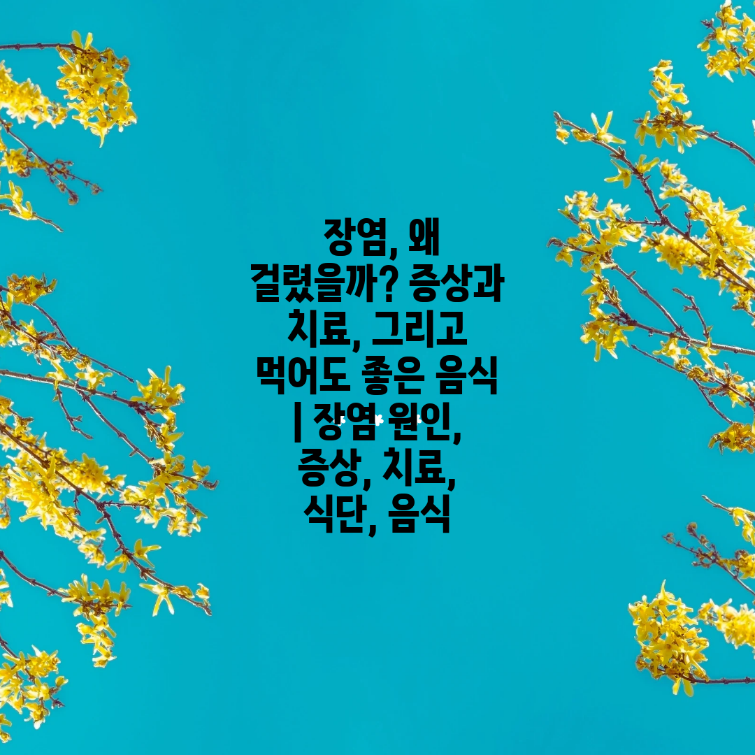  장염, 왜 걸렸을까 증상과 치료, 그리고 먹어도 좋은