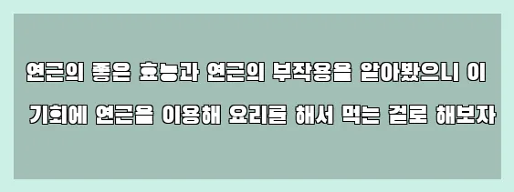  연근의 좋은 효능과 연근의 부작용을 알아봤으니 이 기회에 연근을 이용해 요리를 해서 먹는 걸로 해보자