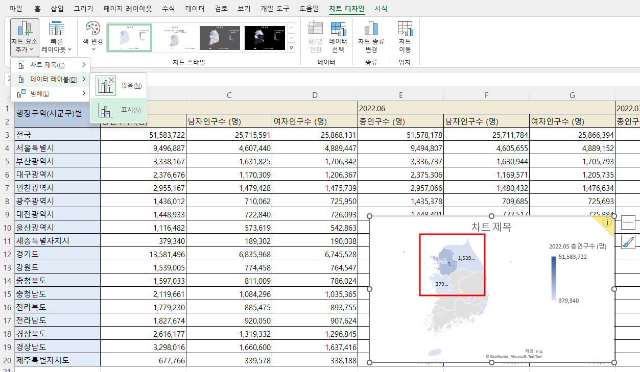 차트에 데이터 레이블 표시하기