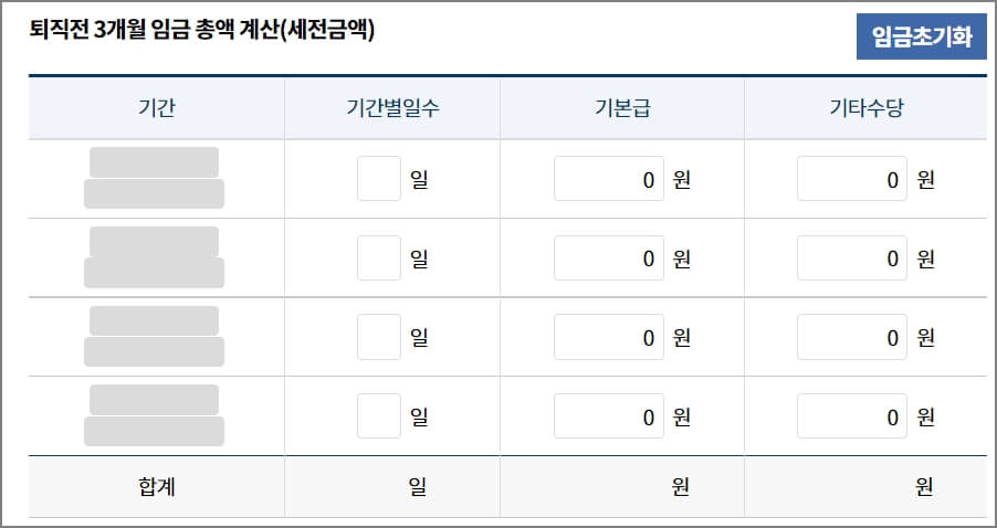 퇴직전 3개월 임금 총액 계산