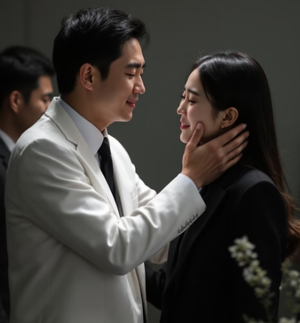장례식장에온 남자가 유가족을 위로하는 모습의 사진