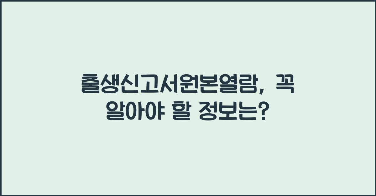 출생신고서원본열람