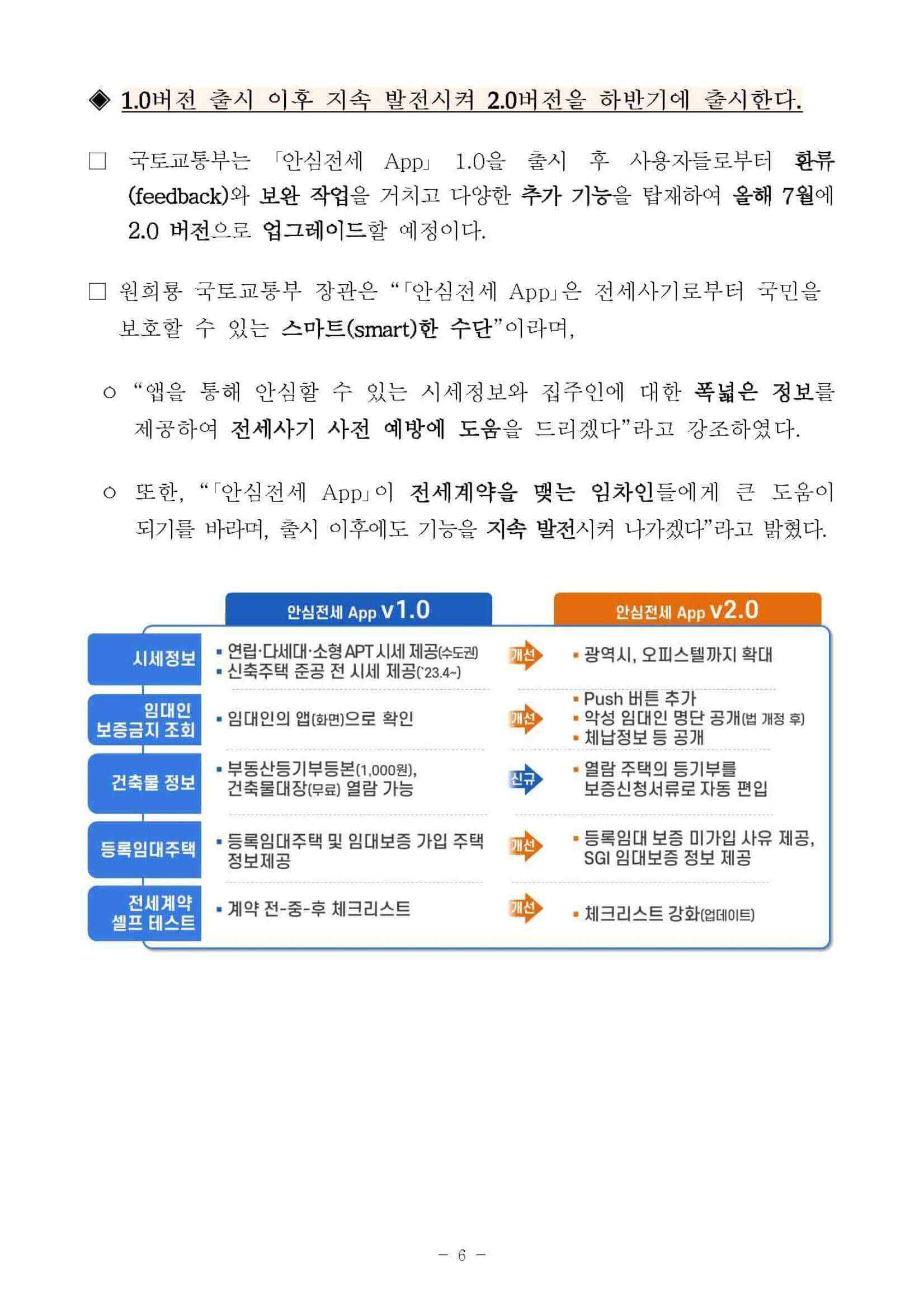 안심전세 App으로 전세사기 사전 예방&#44; 보도자료 6