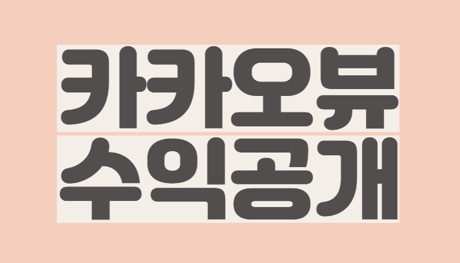  카카오뷰 수익 공개 및 수익정산 지급일