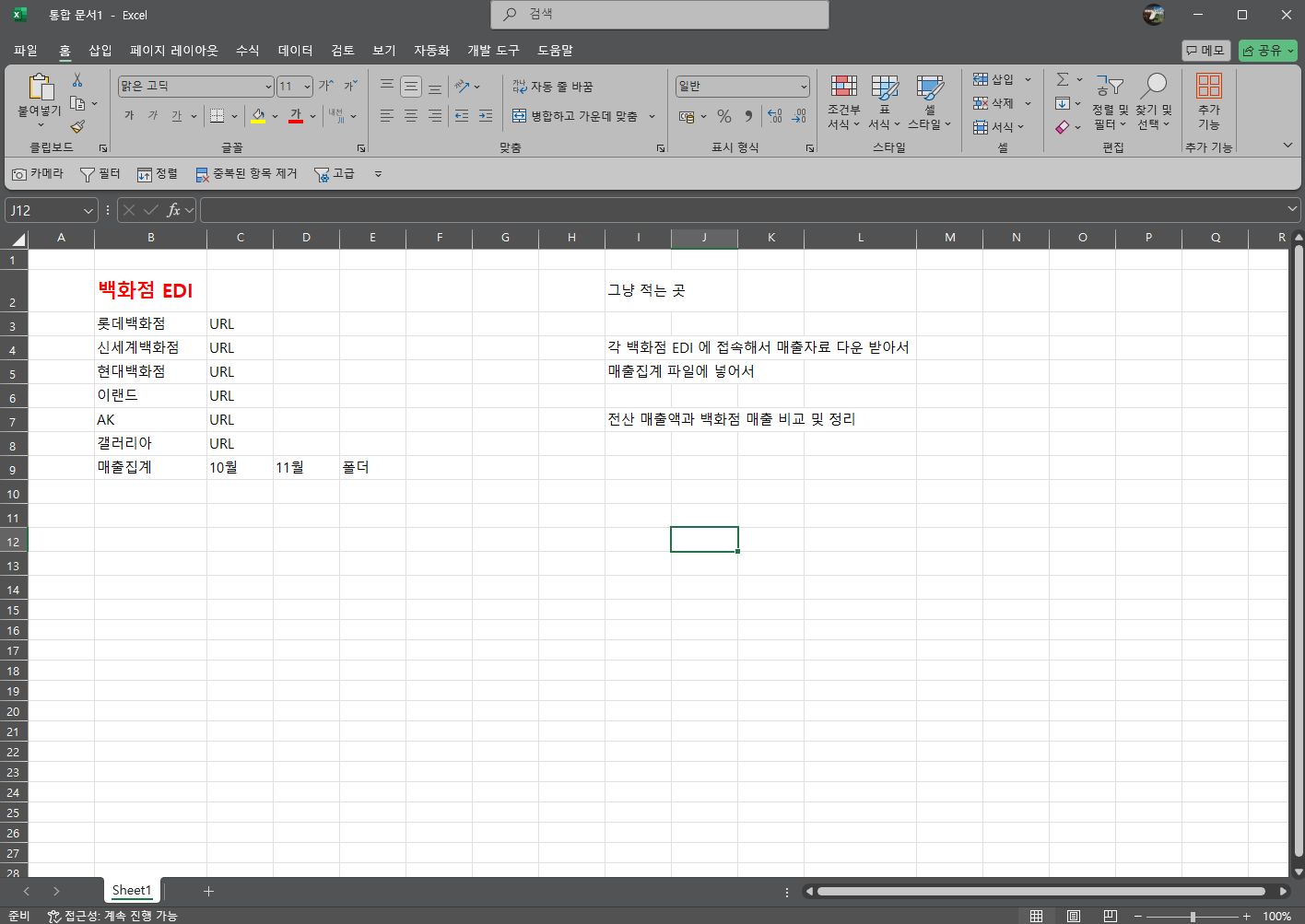 나의 업무들을 적어보자