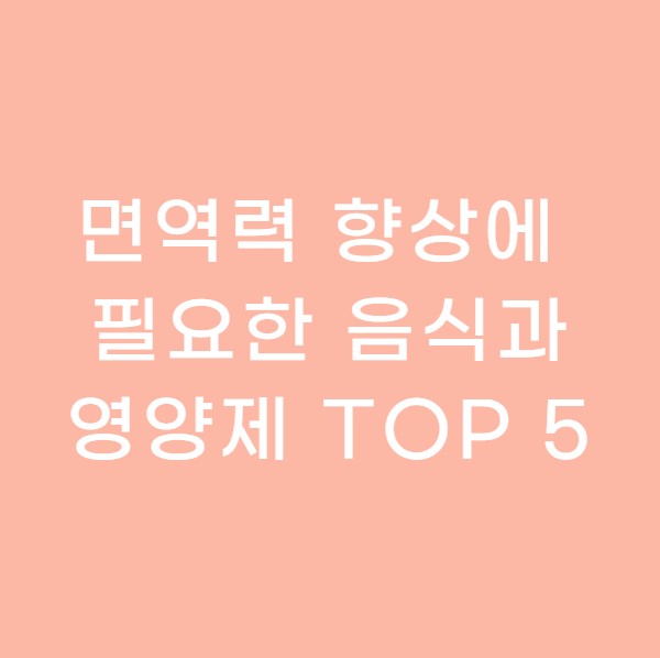 면역력 향상에 필요한 음식과 영양제 TOP 5