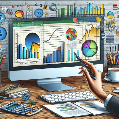 스프레드시트를 사용하여 복잡한 데이터를 분석하는 모습입니다.