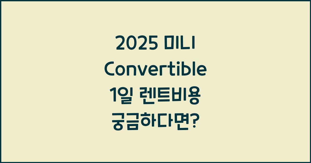 2025 미니 Convertible 1일 렌트비용