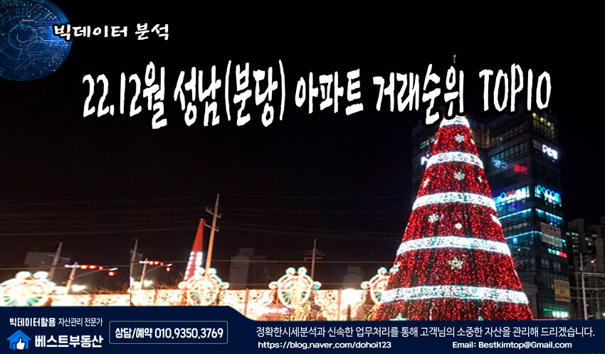  22.12월 성남시(분당) 아파트 거래순위 TOP10 분석 !!!