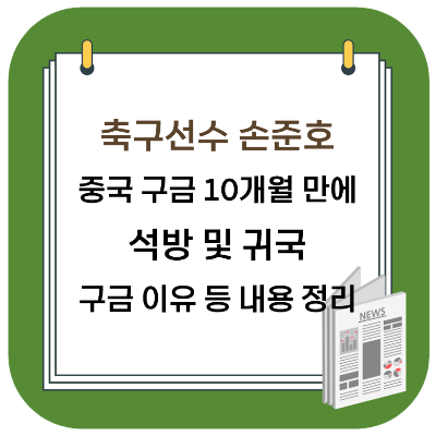  축구선수 손준호 중국 구금 10개월만에 석방 및 귀국 - 구금 이유 등 정리