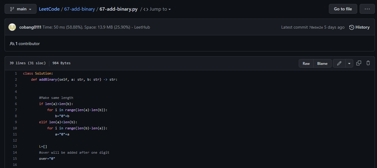  [LeetCode] 67. Add Binary (Easy/Python)
