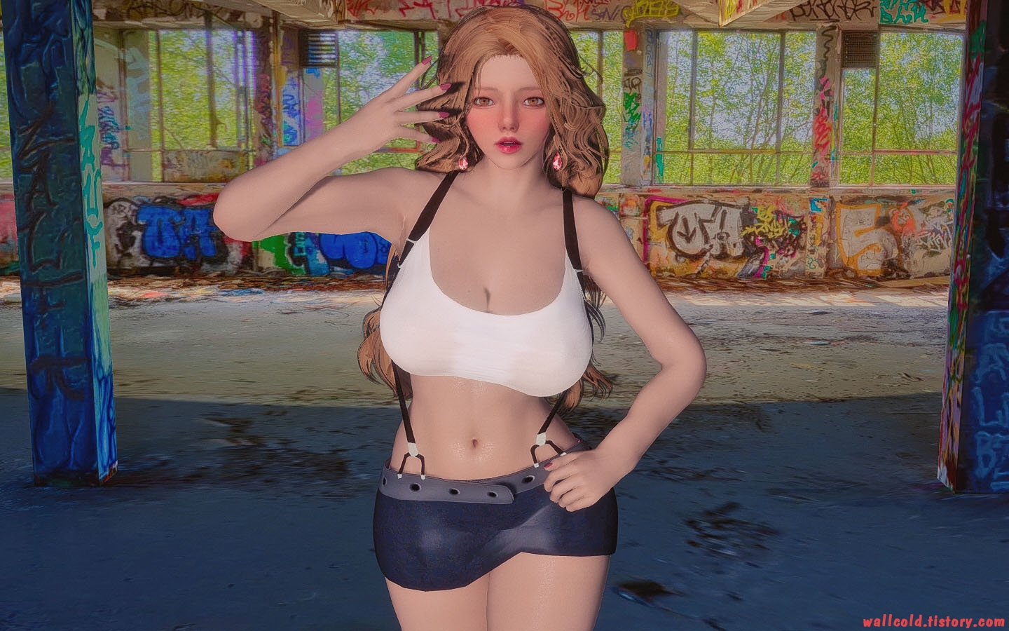 스카이림 의상 - 캐쥬얼 의상 cre ff tifa clothes skyrim mod 002