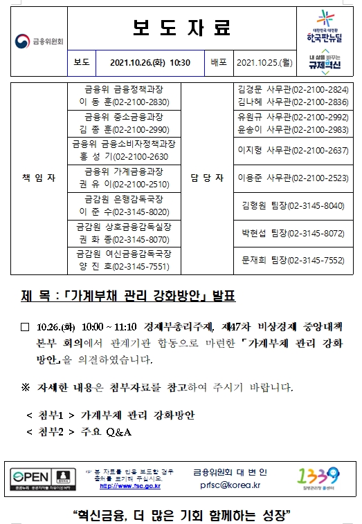  가계부채 관리방안