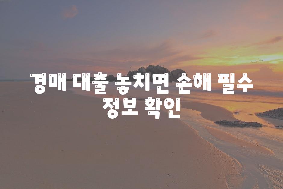 경매 대출 놓치면 손해 필수 정보 확인