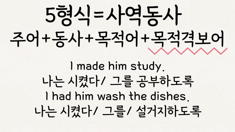 동사원형 영어 5형식 목적격보어 6