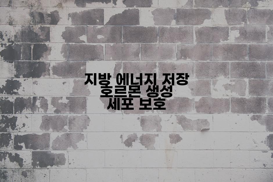 지방 에너지 저장 호르몬 생성 세포 보호