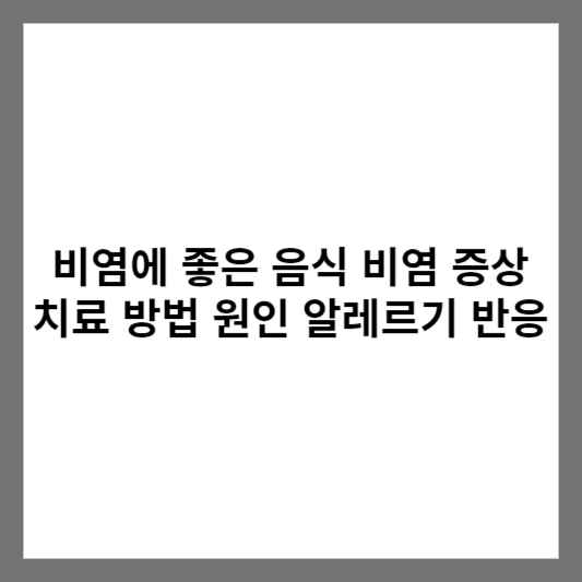 비염에 좋은 음식 비염 증상 치료 방법 원인 알레르기 반응