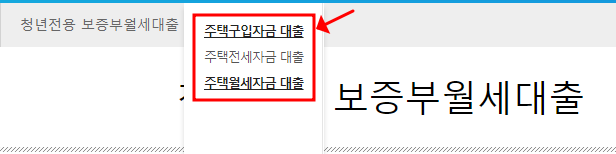 청년 주택 월세 보증금 대출을 선택후 로그인 합니다.