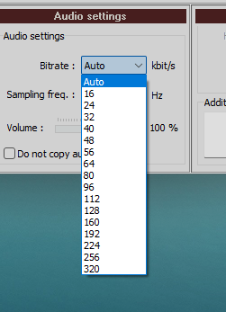 audio set bitrate