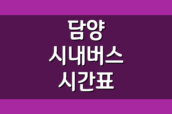  담양 시내버스 시간표 및 요금표