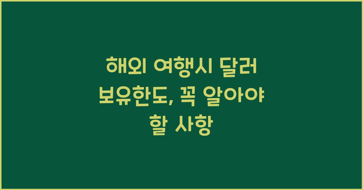 해외 여행시 달러 보유한도
