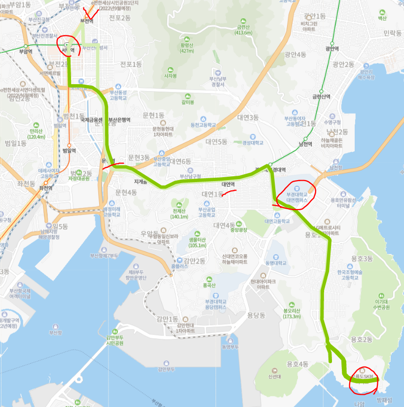  부산 24번버스 노선, 시간표 정보 :: 용호동, 성모병원, 서면역, 부경대, NC백화점